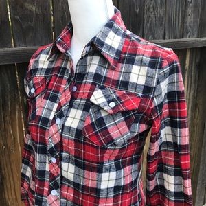 Red Flannel Plaid Button Down, Long Sleeve Shirt
